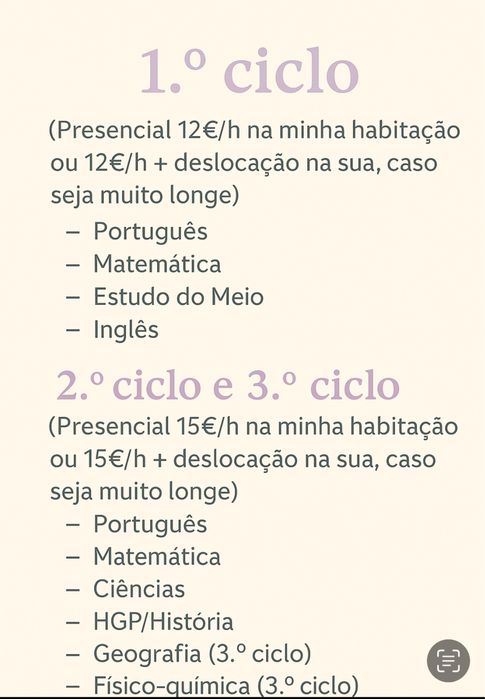 Explicações 1.º/2.º e 3.º ciclo