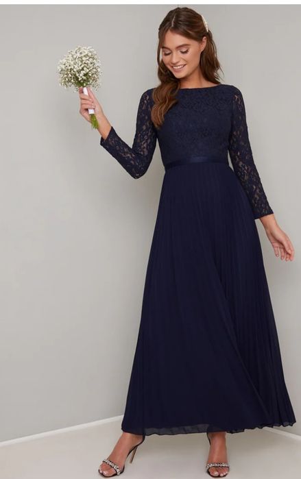 Efektowna sukienka granatowa idealna dla świadkowej ślub wesele 2025