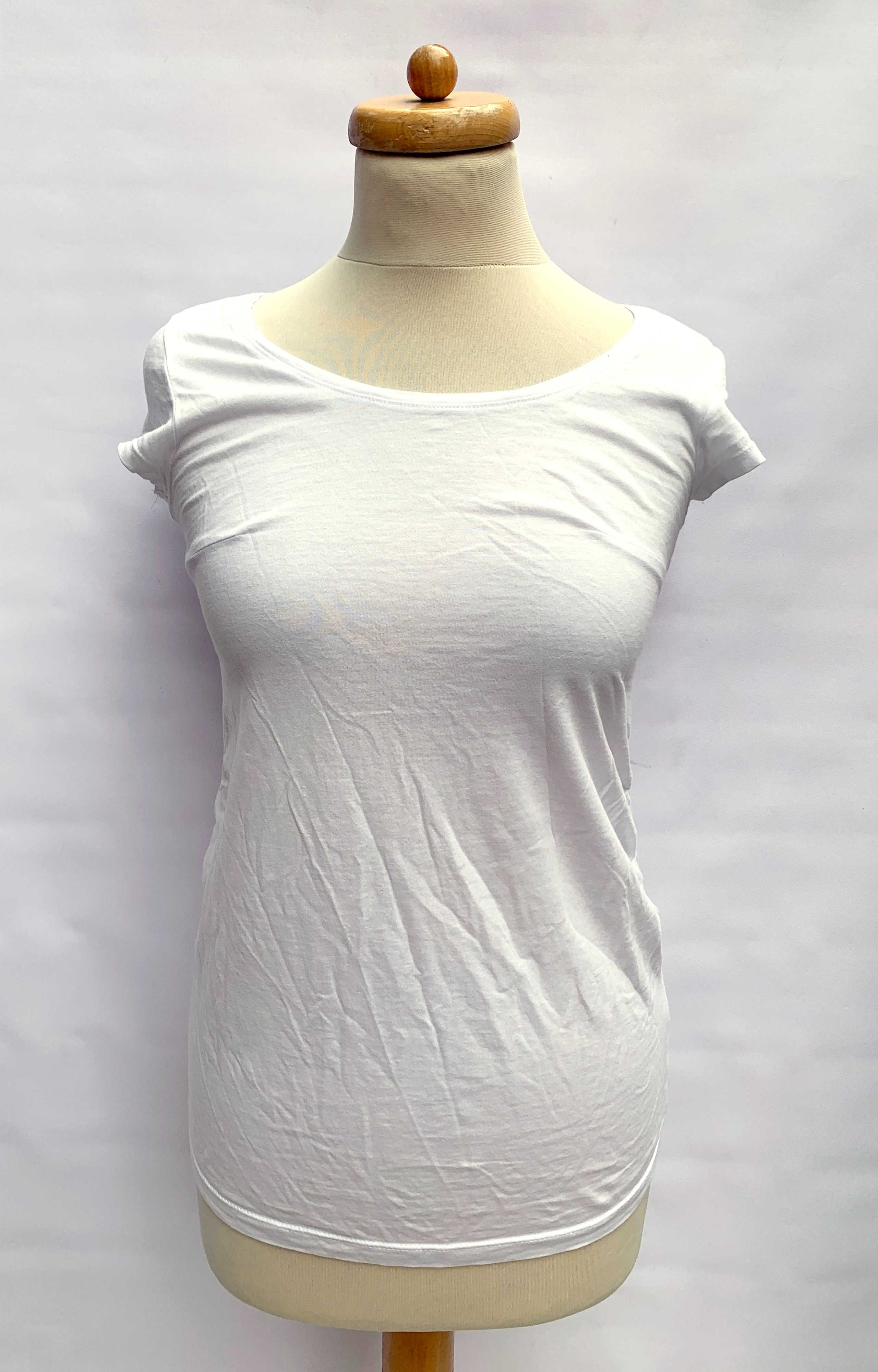 Bluzka Biała H&M Mama XS 34 Ciązowa Koszulka