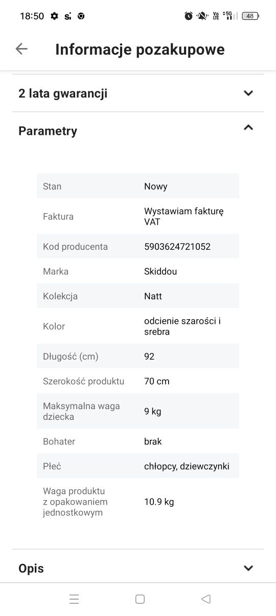 Łóżeczko dostawne skidou nett 3 w1