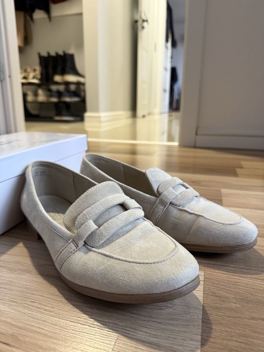 Loafersy mokasyny beżowe zamsz 5th avenue