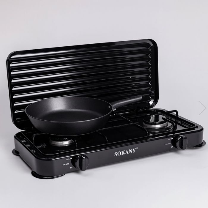 Газовая плита настольная 2 конфорки Sokany на4.4 кВт, для баллона.