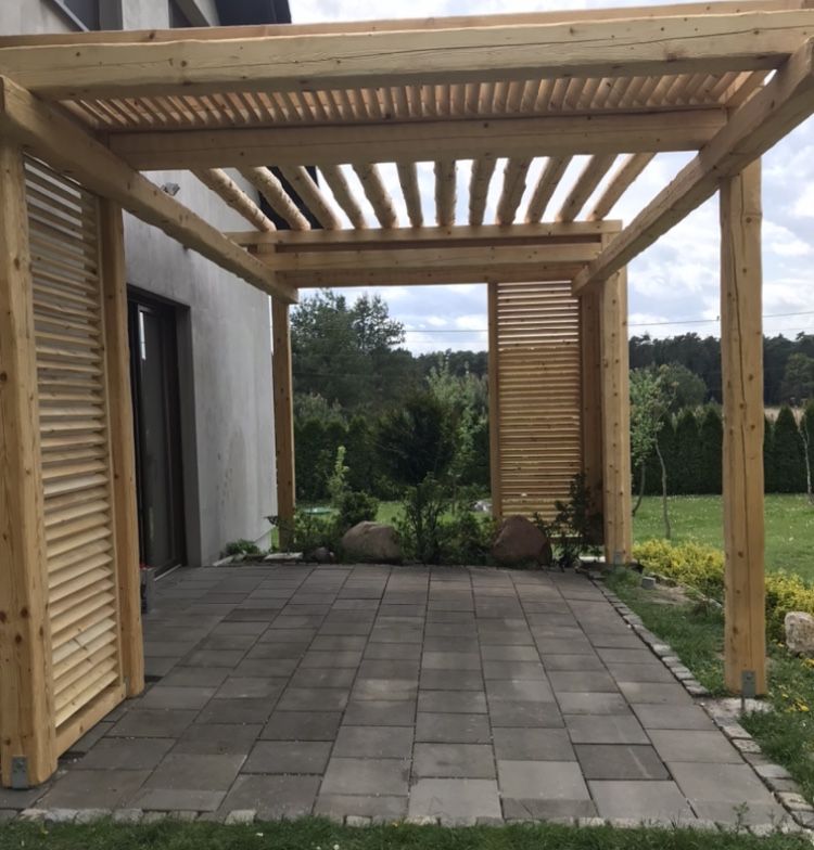 Zadaszenie tarasu,wiata tarasowa,pergola drewniana świerkowa 21,6m2