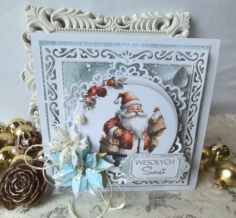 Kartka bożonarodzeniowa wykonana ręcznie w pudełku