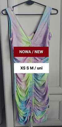 XS S M uni nowa drapowana sukienka ombre galaxy impreza bali lato