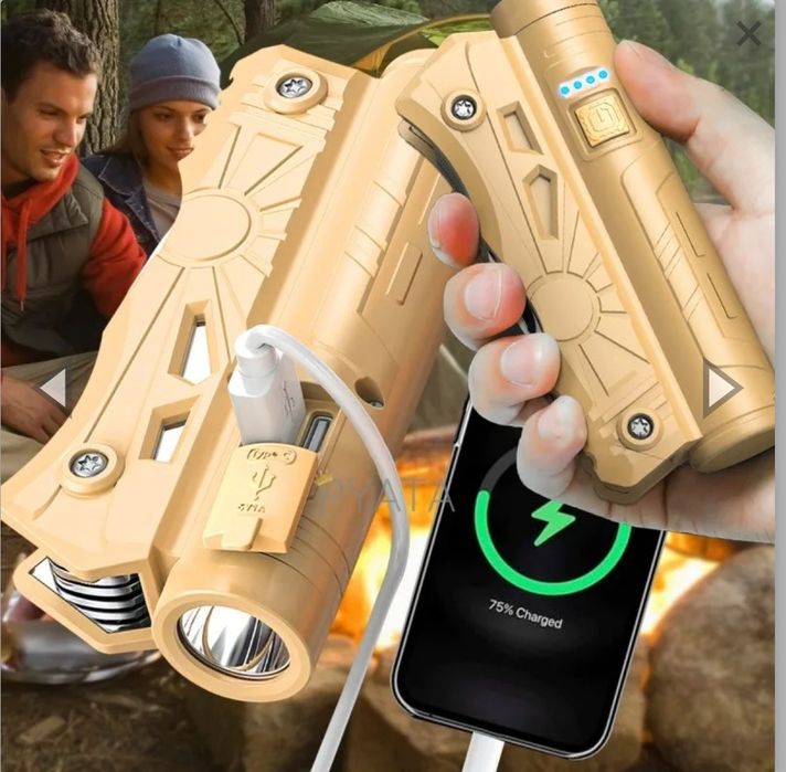 Туристический набор мультитул 7в1 фонарик складной нож повербанк