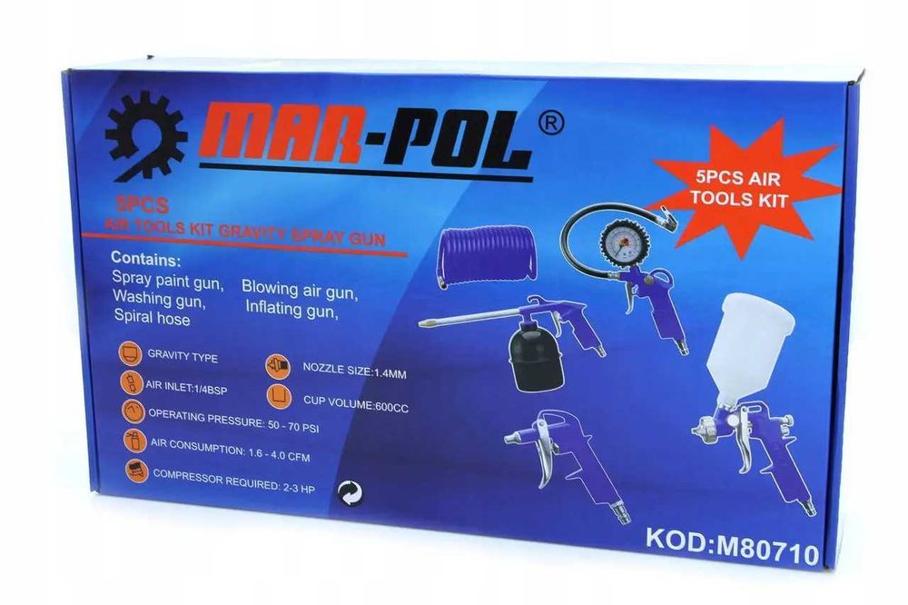 Набір компресора 5 ел MAR-POL набор пневмоинструментов для компрессора