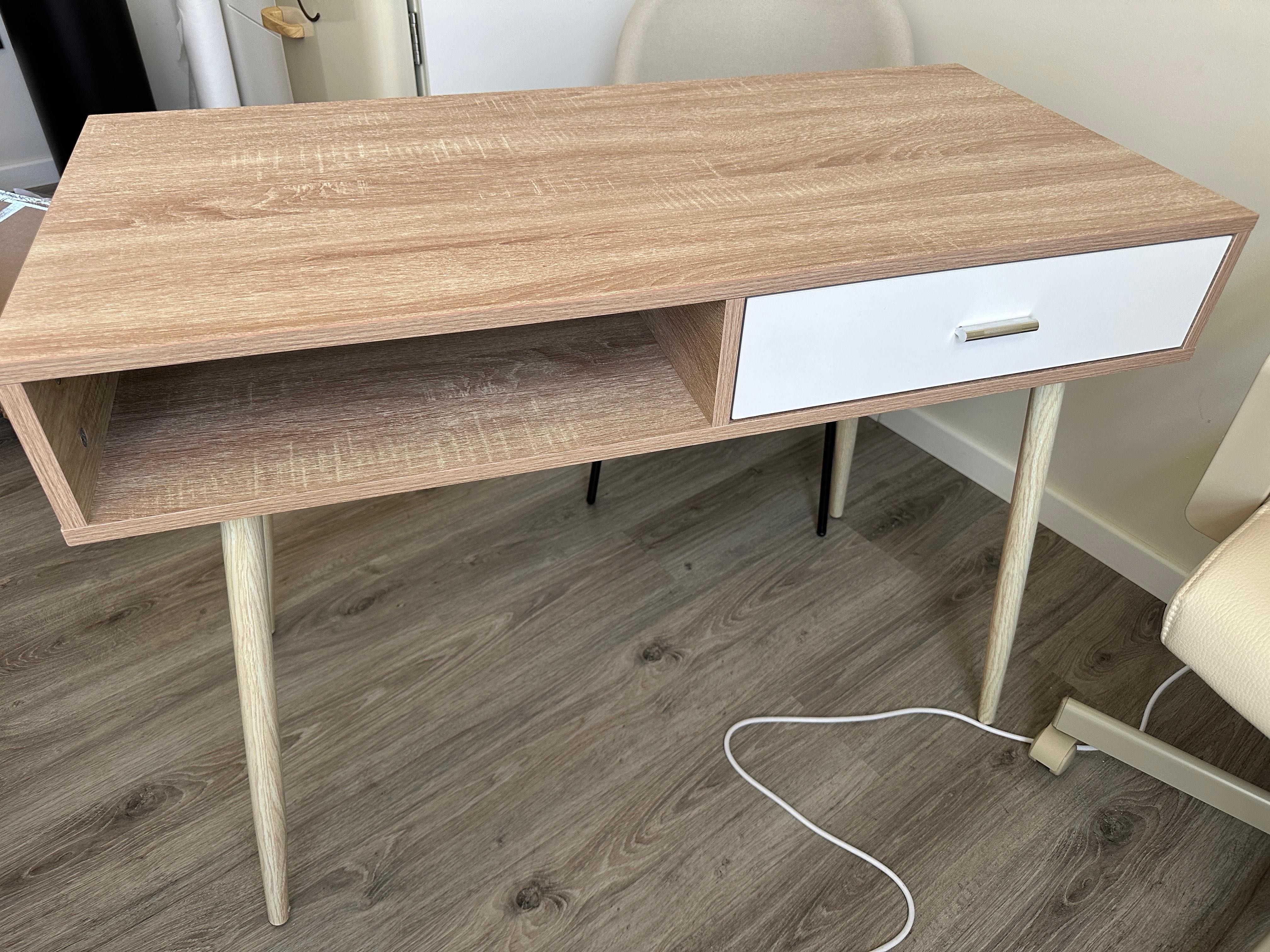 Duas Secretárias BELIANI Deora de MDF Castanho claro 100x48x76