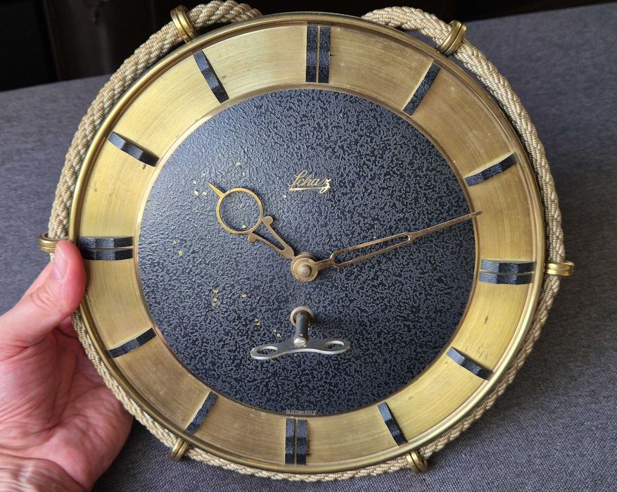 Stary art deco mechaniczny zegar ścienny lata '60 Germany