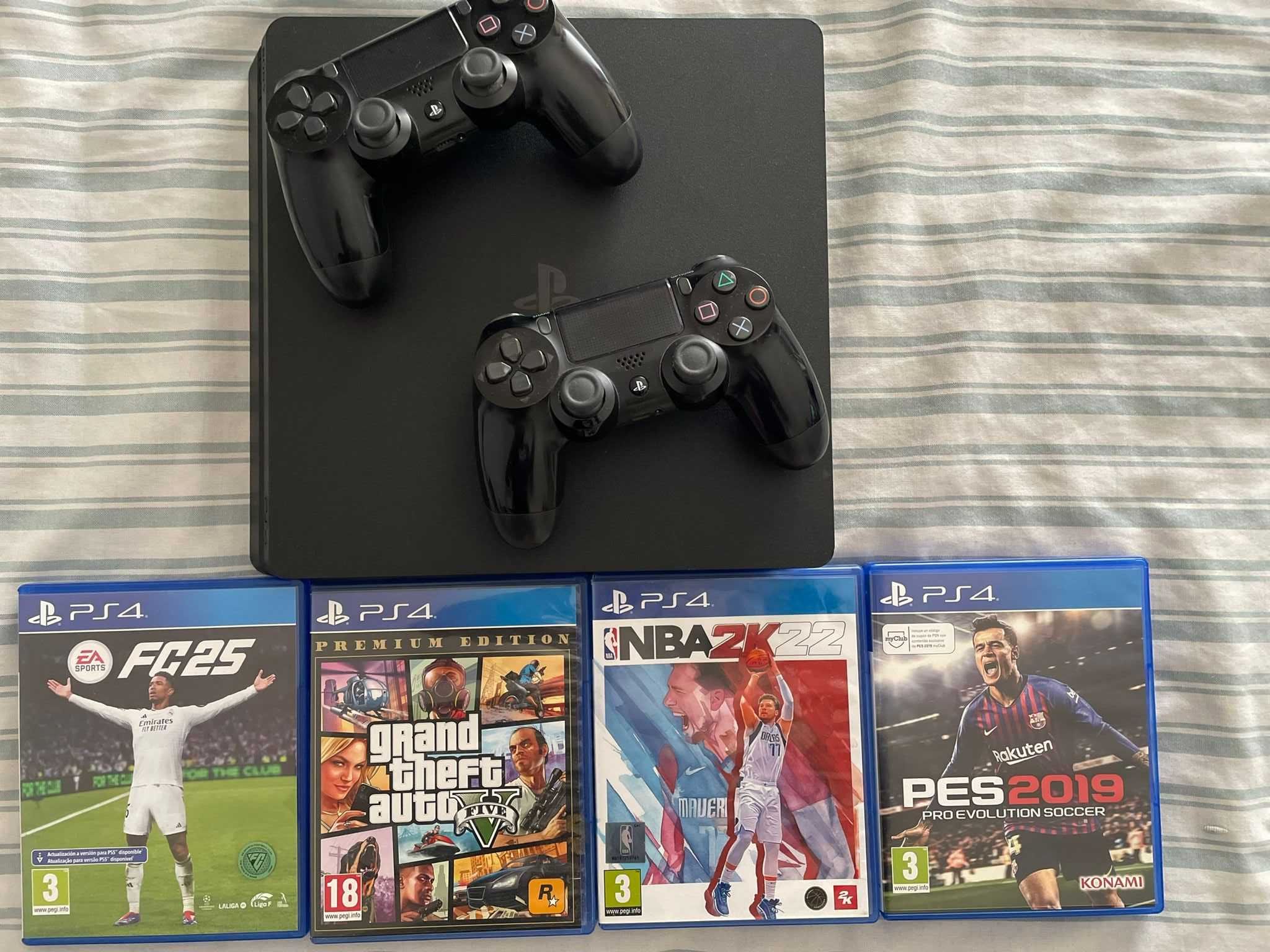 PS4 Slim 500GB + Jogos