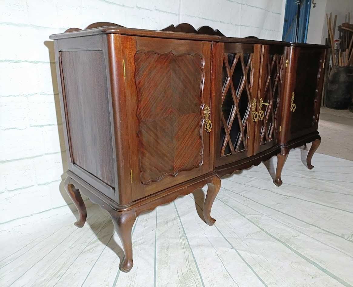 Aparador consola cristaleira estilo Queen Anne