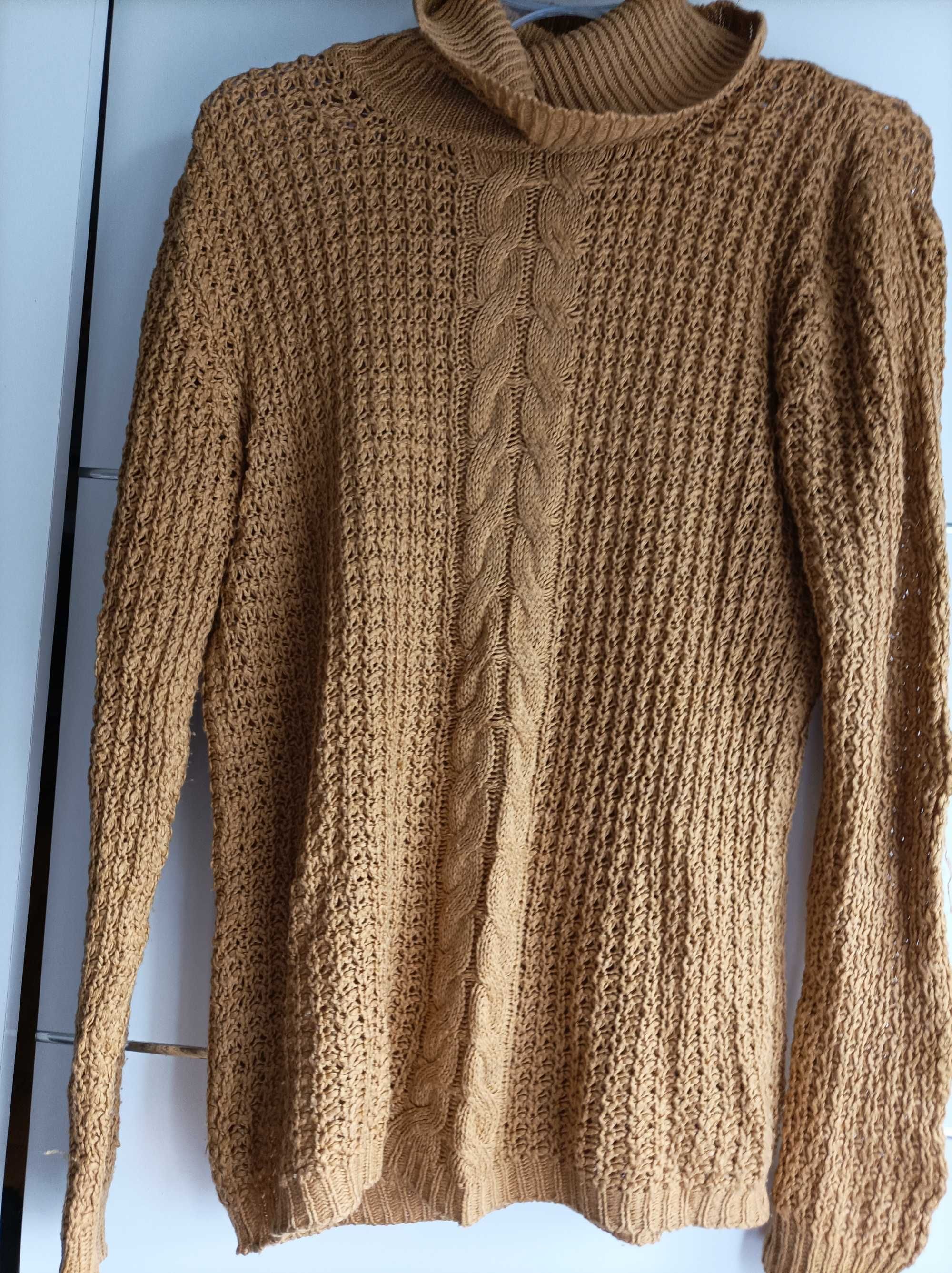 Musztardowy damski sweter
