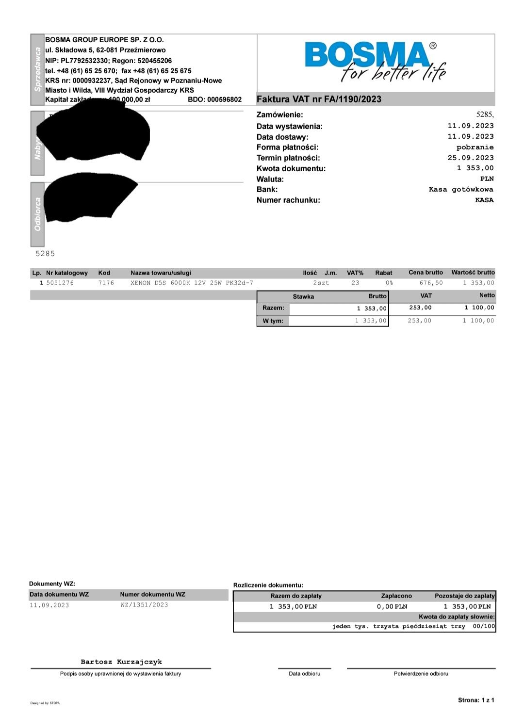 Nowe żarniki D5S Bosma 6000k