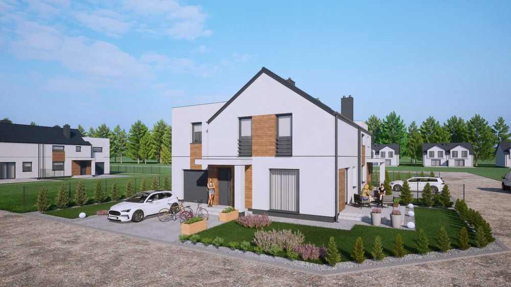 Dom BLIŻNIAK Lunaro A z garażem i ogrodem-Bukówko  Krotoszyn