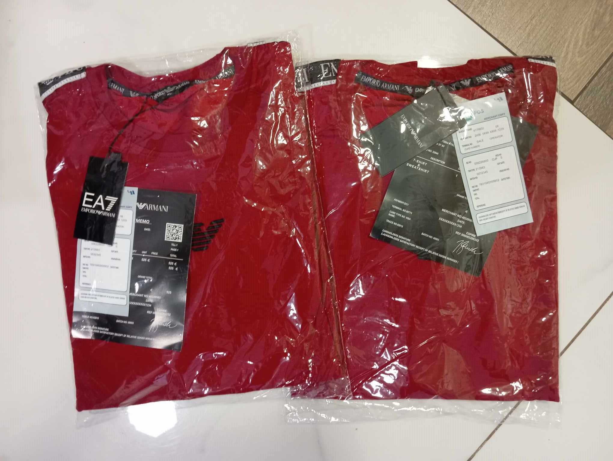 Bluza Emporio Armani, lampasy na ramionach, hit sezonu, czerwona XL