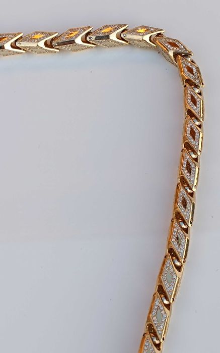 Fenomenalny męski złoty łańcuch z krzyżem i brylantami 257.7g 36.58 ct