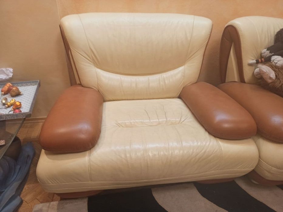 диван кожа, кресло кожа
