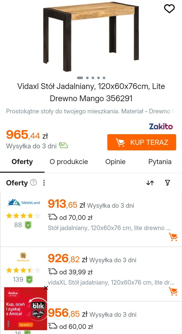 Stół lite drewno mango