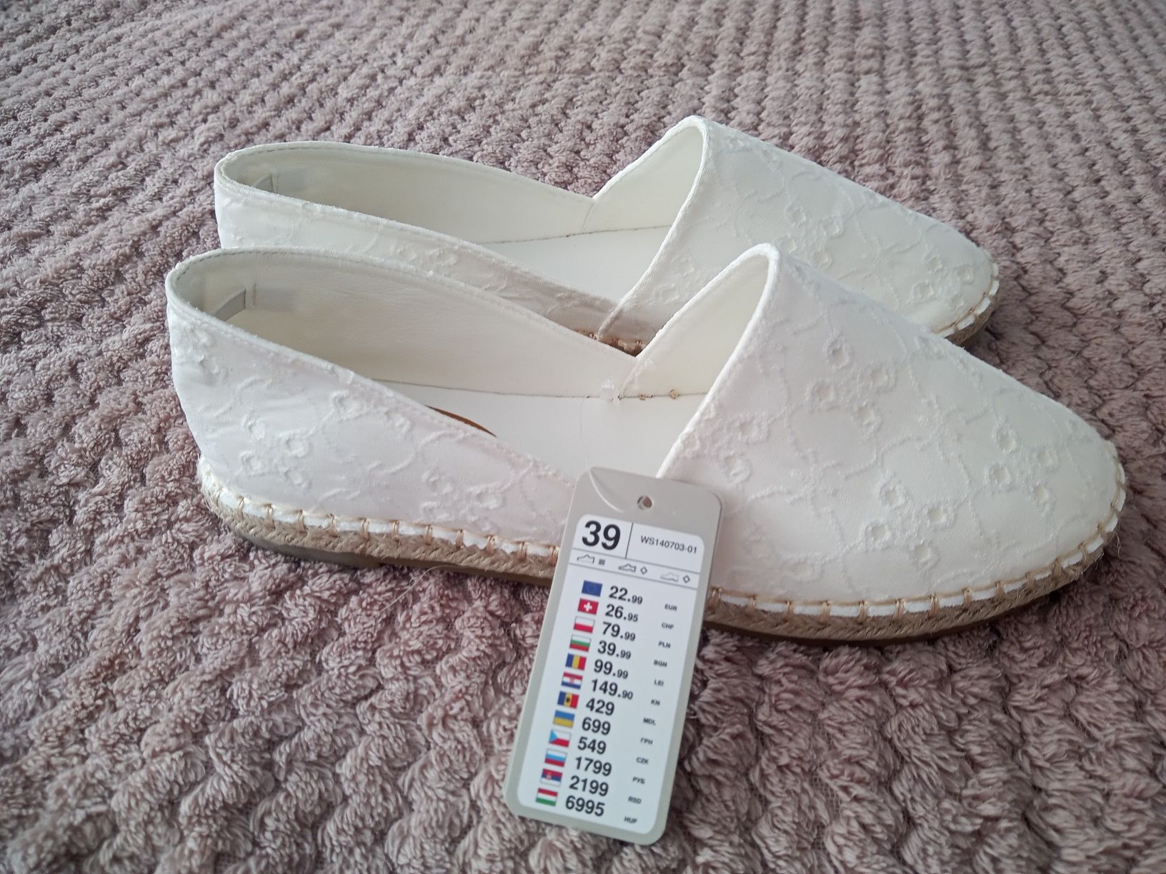 Białe espadryle 39 nowe z metką