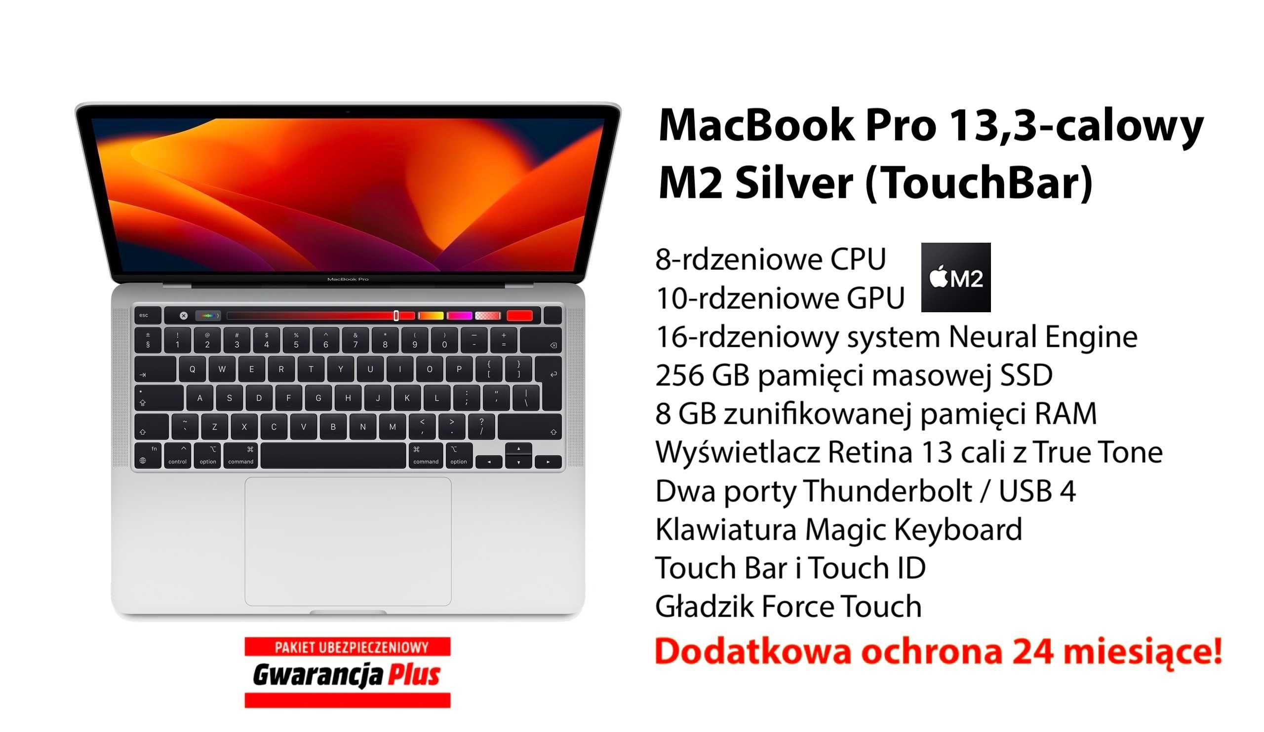 NOWY Apple MacBook Pro 13 M2 16rd 256GB GW-2LATA+UBEZPIECZENIE! FV23%