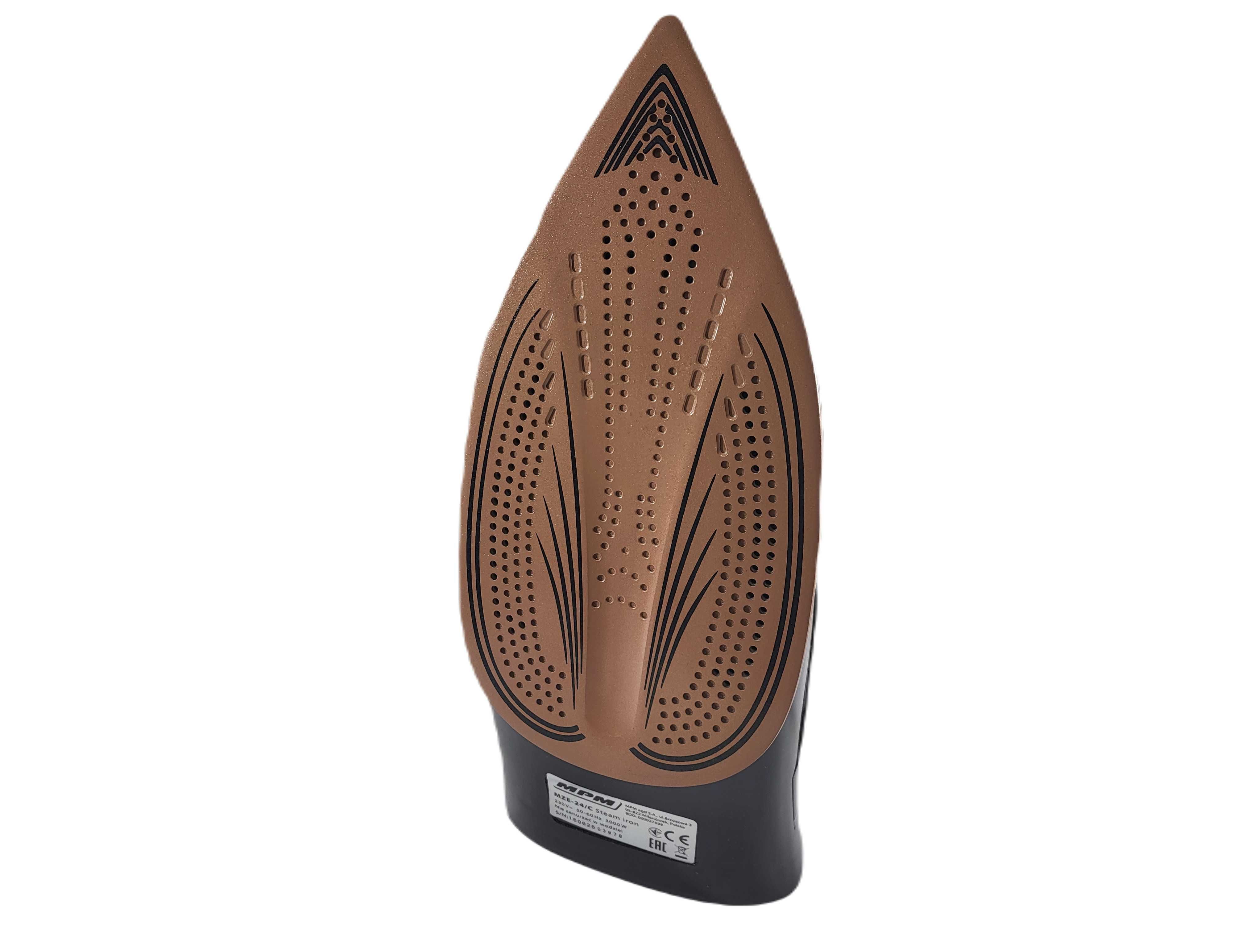 Żelazko parowe ze stopą ceramiczną 3000W czarne mocne MPM MZE-24/C