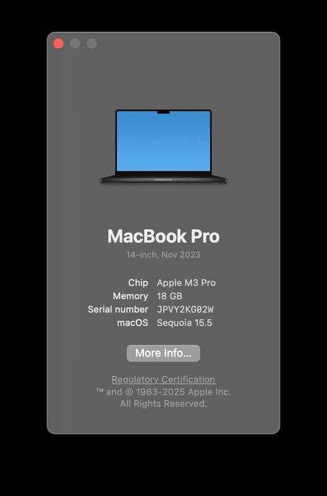 MacBook Pro 14" M3 Pro / 18 GB RAM / 1 TB SSD – Space Black