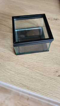 Szkatułka pudelko szklane lustro czarne