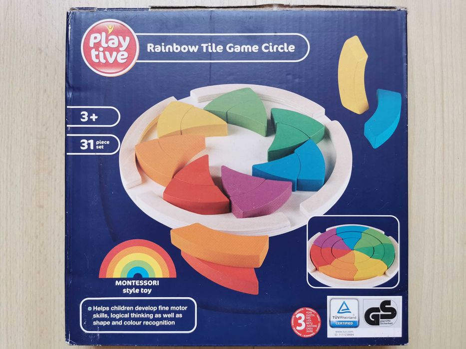 Drewniane klocki puzzle Tęczowa układanka - okrąg