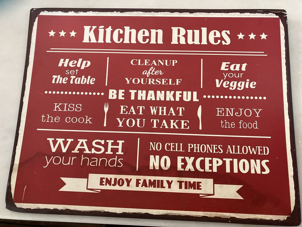 Placa de metal Kitchen rules