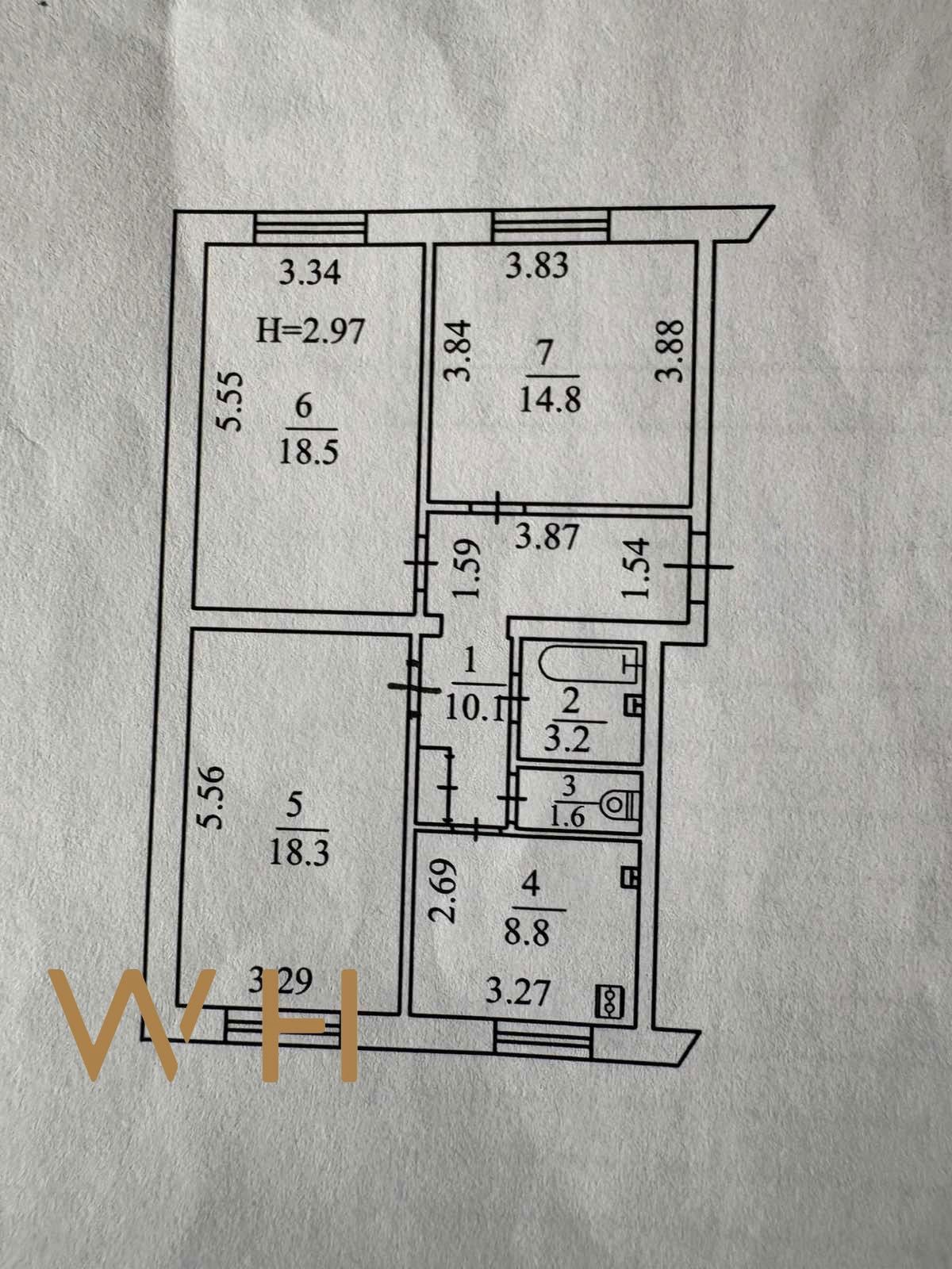 Продаж 3-кімн сталінка, 75.3m², Бориславська, 56/3, Відрадний, Без %