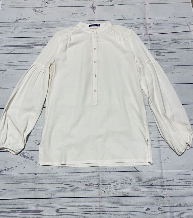 Блуза кремовая oversize,со спущенными рукавами incity, рукава воланы