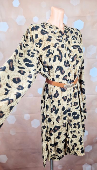 Sukienka w panterkę koszulowa new collection włoska XL 42