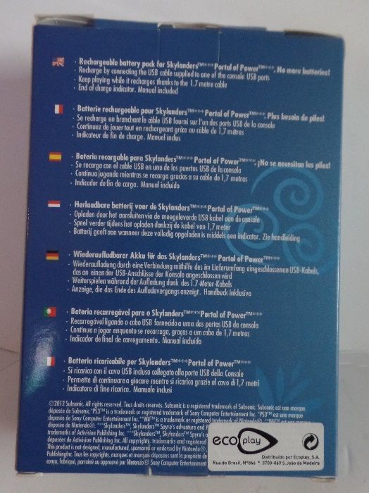 Pack de Bateria Skylanders PS3 Novo (BF)