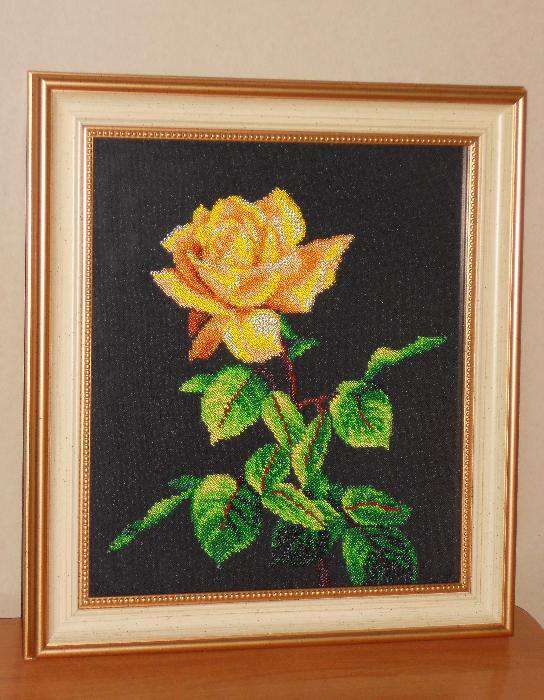 картина бисером золотая роза