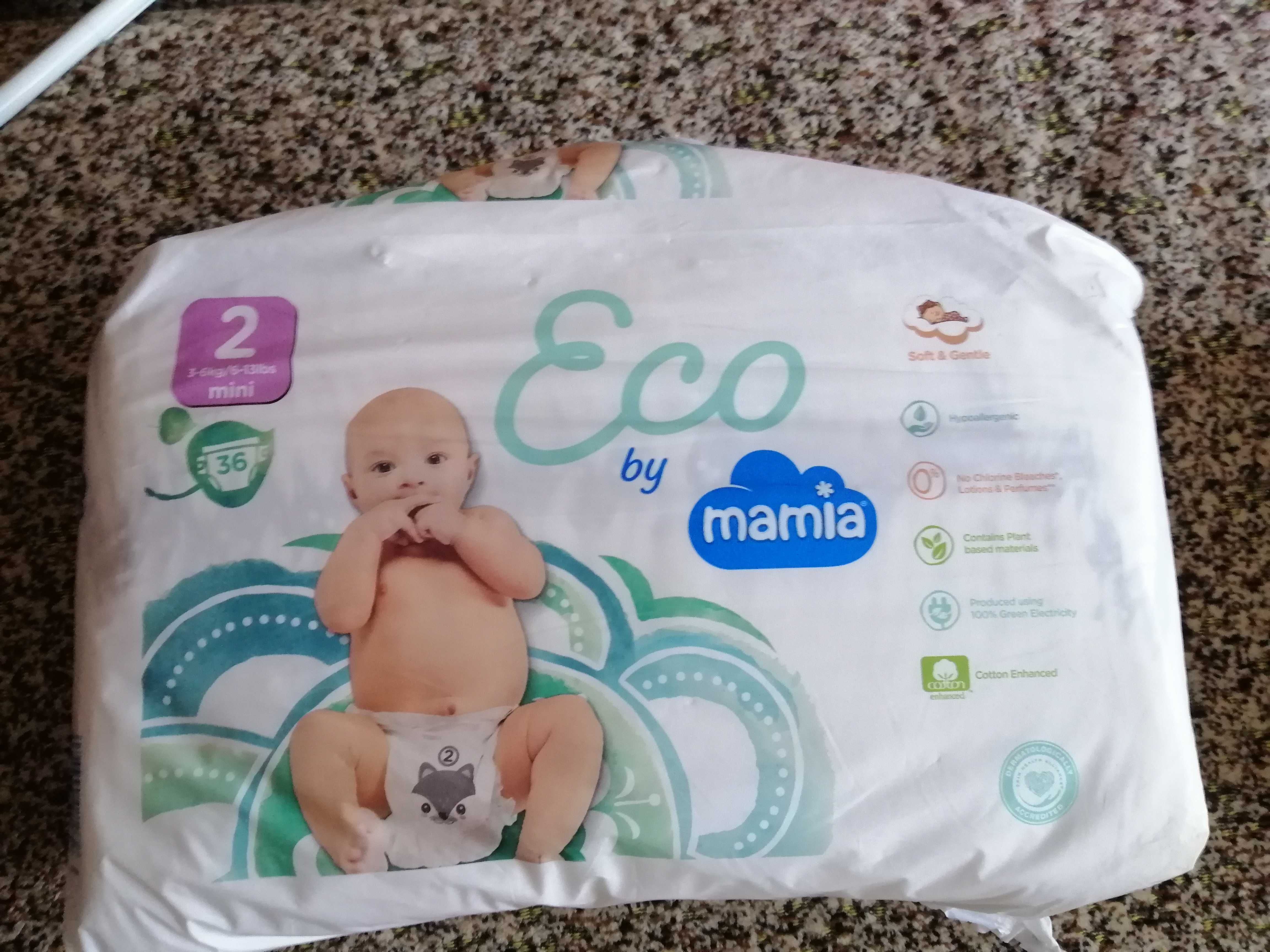 Памперсы mamia-Eco размер 2 (36шт) на 3-6кг.