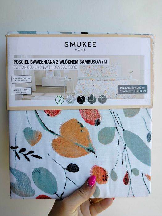 Pościel bawełniana włóknem bambusowym Smukee 220x200 kwiaty 312