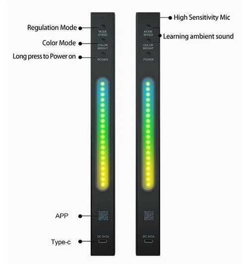 Inteligentne światła RGB LED 3D USB TYP C aplikacja deko do domu auta