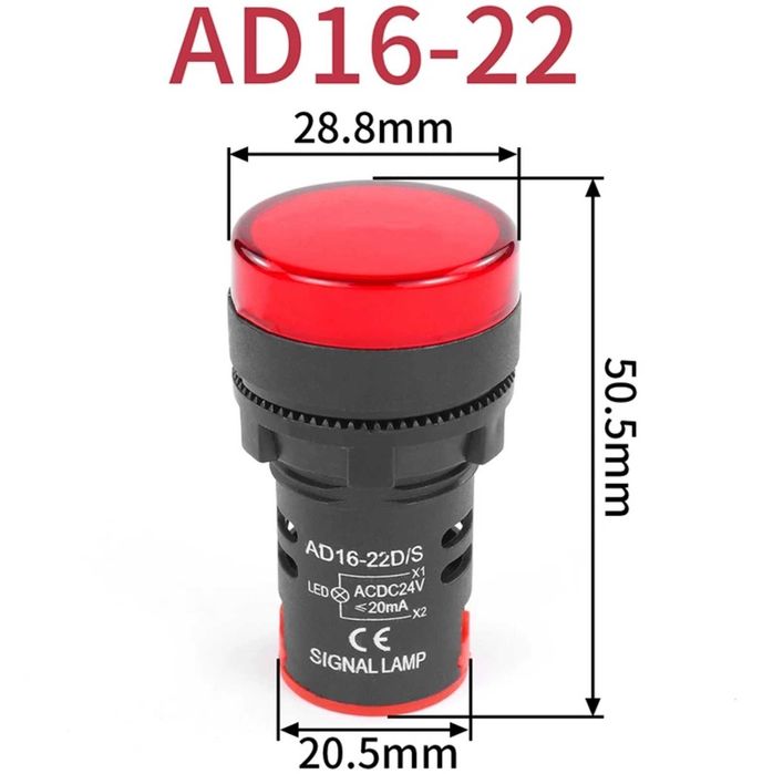 Lampka kontrolka sygnalizacyjna LED 12V / 230V 22mm ZIELONA