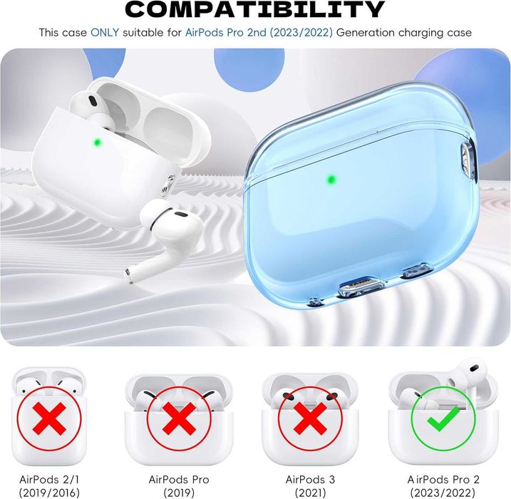 MHYALUDO etui na Airpods Pro przezroczyste miękkie odporne na wstrząsy