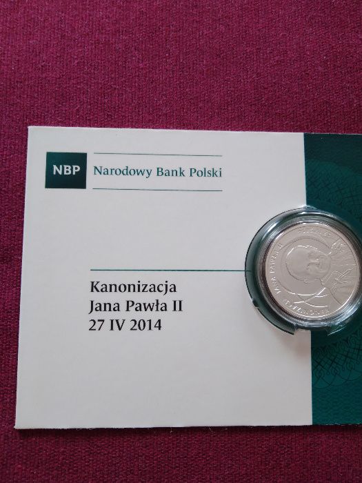 Moneta srebrna 10 zł Kanonizacja Jana Pawła II