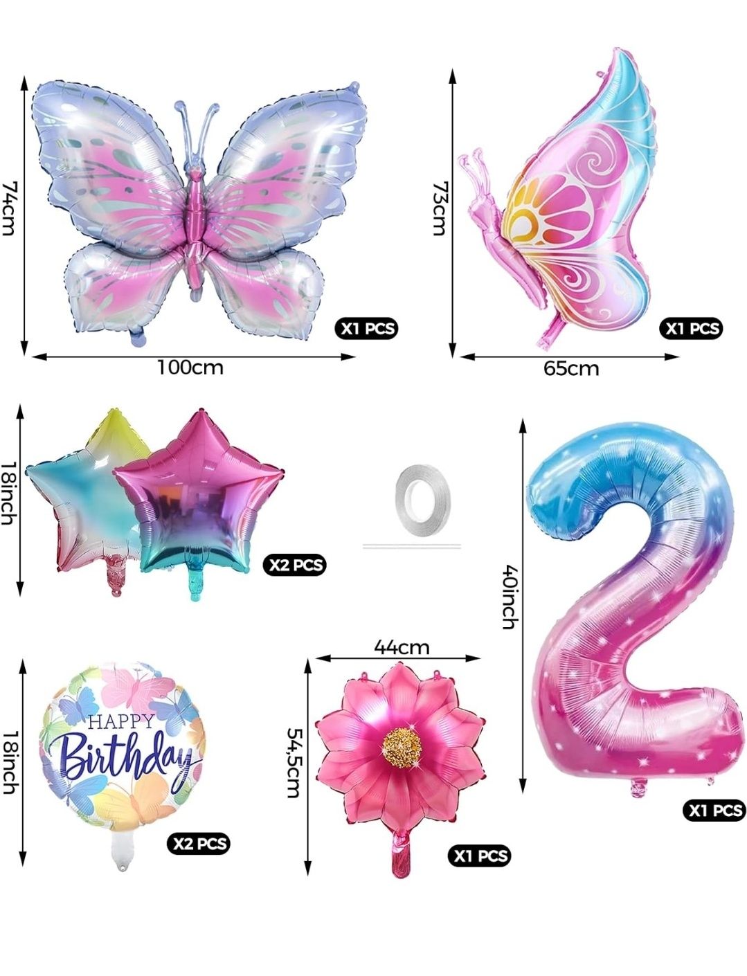 Balony dekoracyjne foliowe urodziny 2 lata nowe