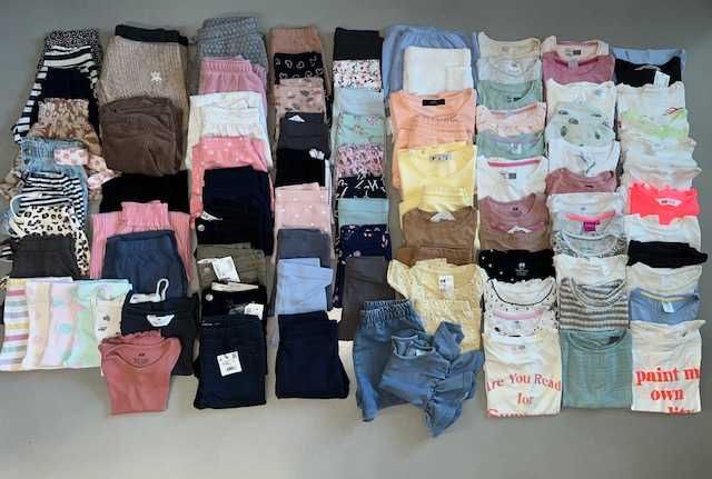 MEGA ZESTAW ciuszków dziewczynka spodnie,bluzki kr.rękaw r.110,96szt