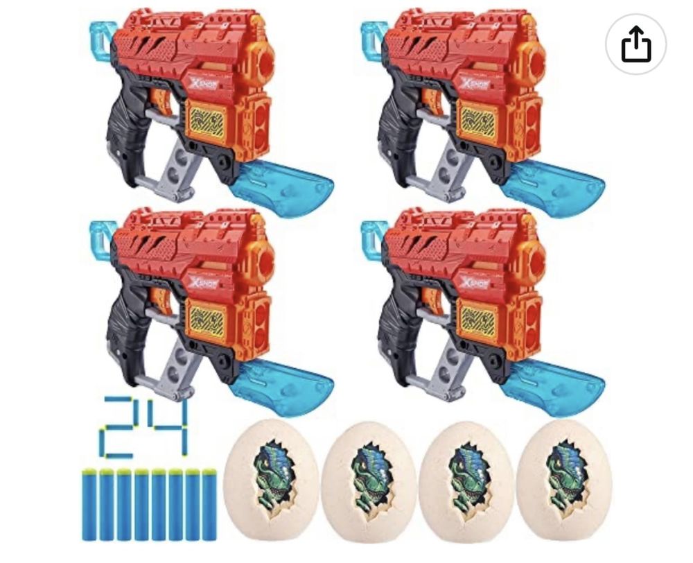 Быстрострельные Бластеры X-Shot 4 шт. zuru dino attack в наличии!
