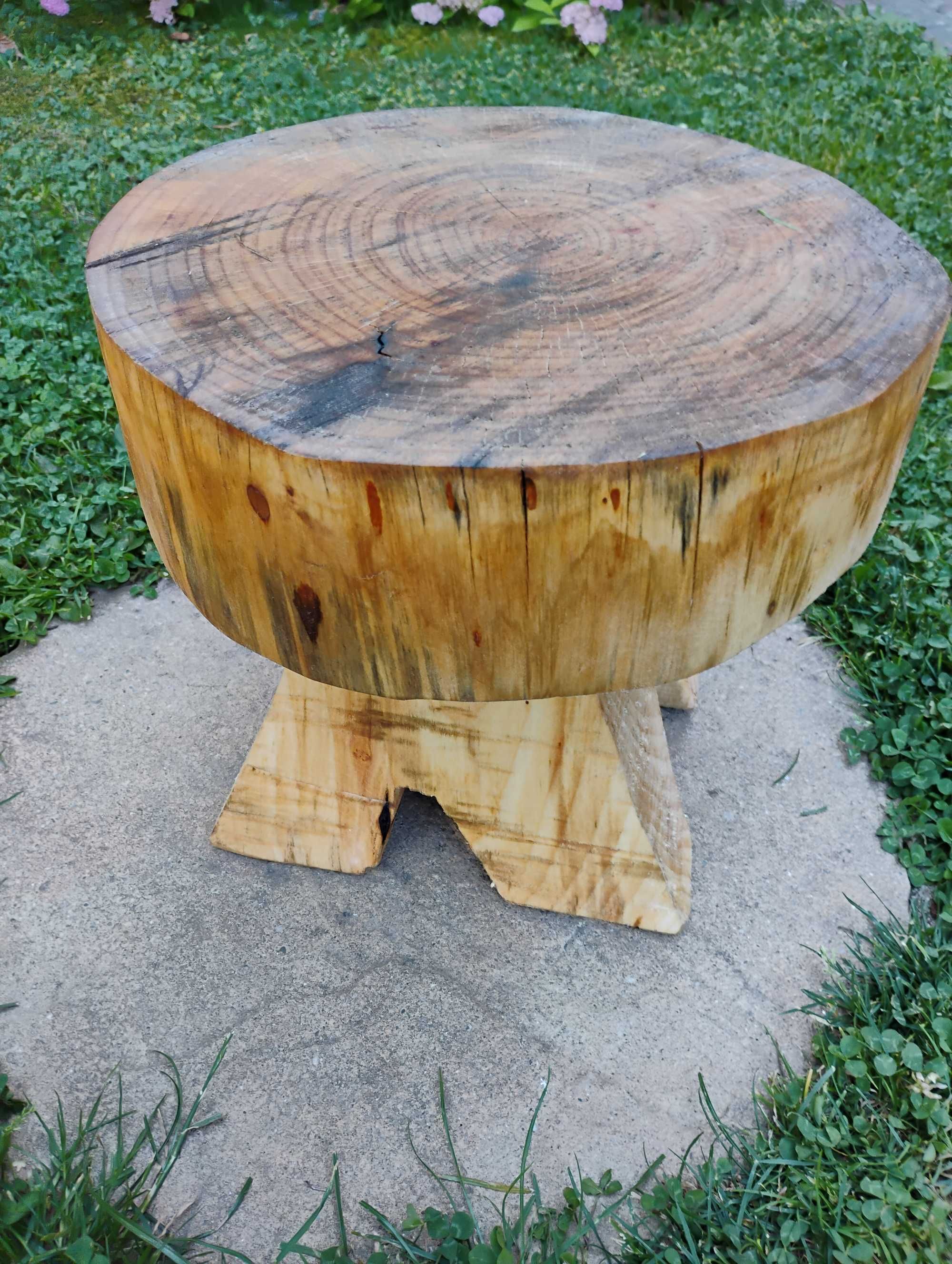 Taboret zydel drewniany z litego drewna