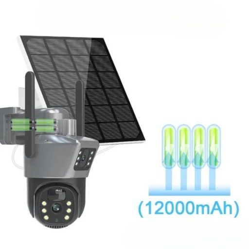 Zewnętrzna kamera solarna 4K HD dwa obiektywy 8MP Karta SIM 4G LTE