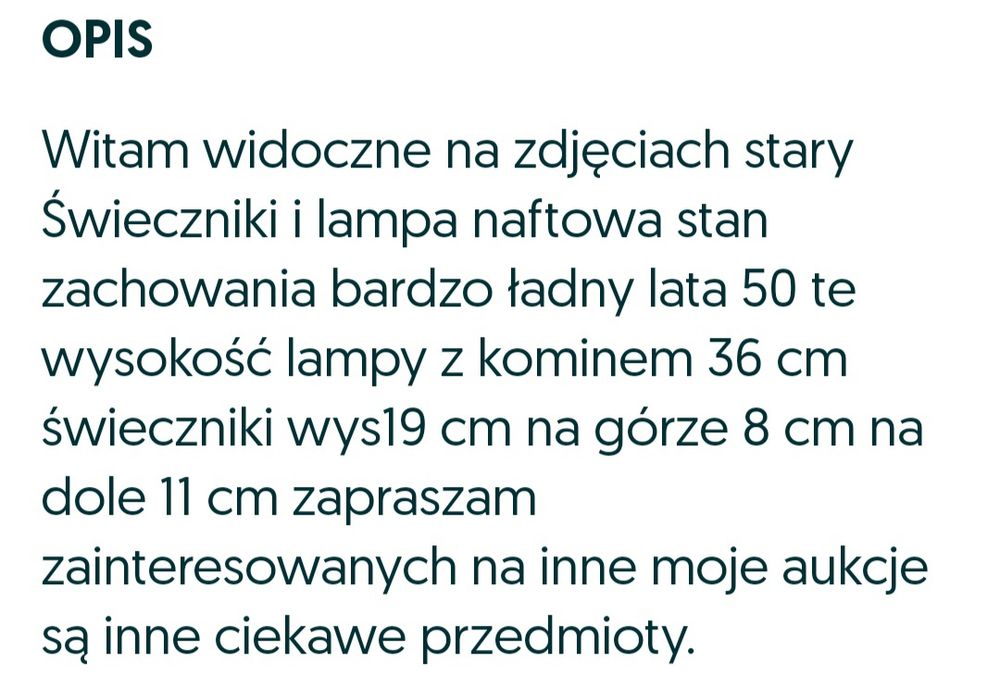 Stara lampa naftowa świeczniki
