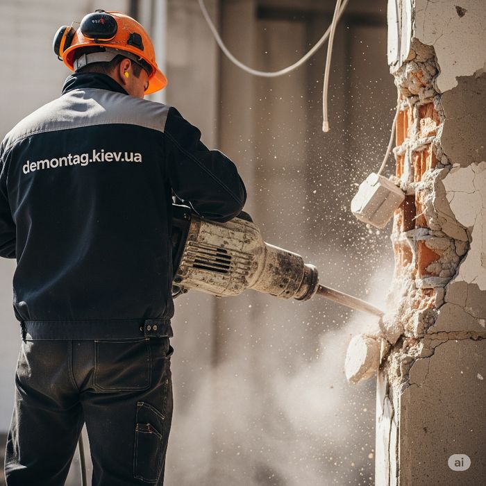Демонтажные работы. Демонтаж бетона стен перегородок сантехкабины снос