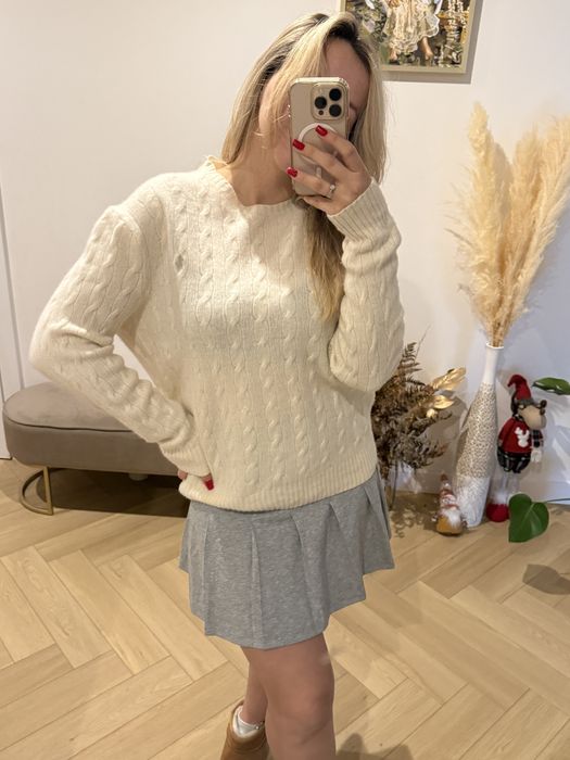 Sliczny kremowy sweter Polo Ralph Lauren r XL welna kaszmir bdb