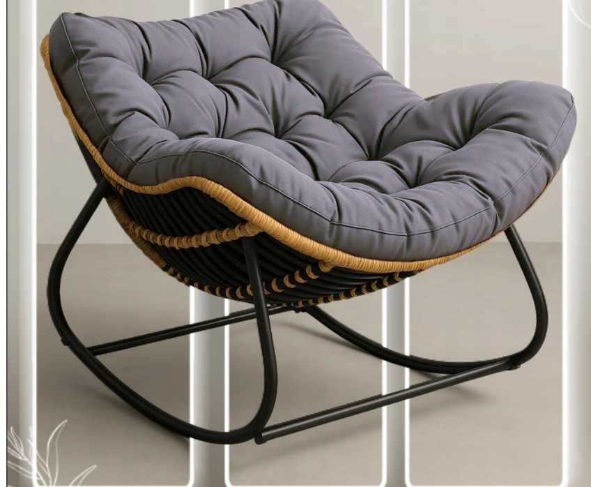 Fotel Leżak Ogrodowy Bujany Leżanka Do Salonu Na Taras BIAŁY/SZARY