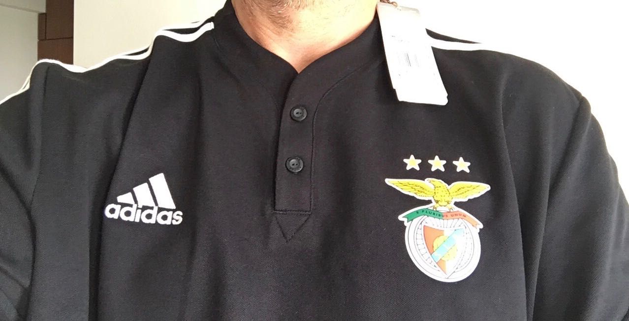 Polo preto e branco Adidas Oficial Benfica